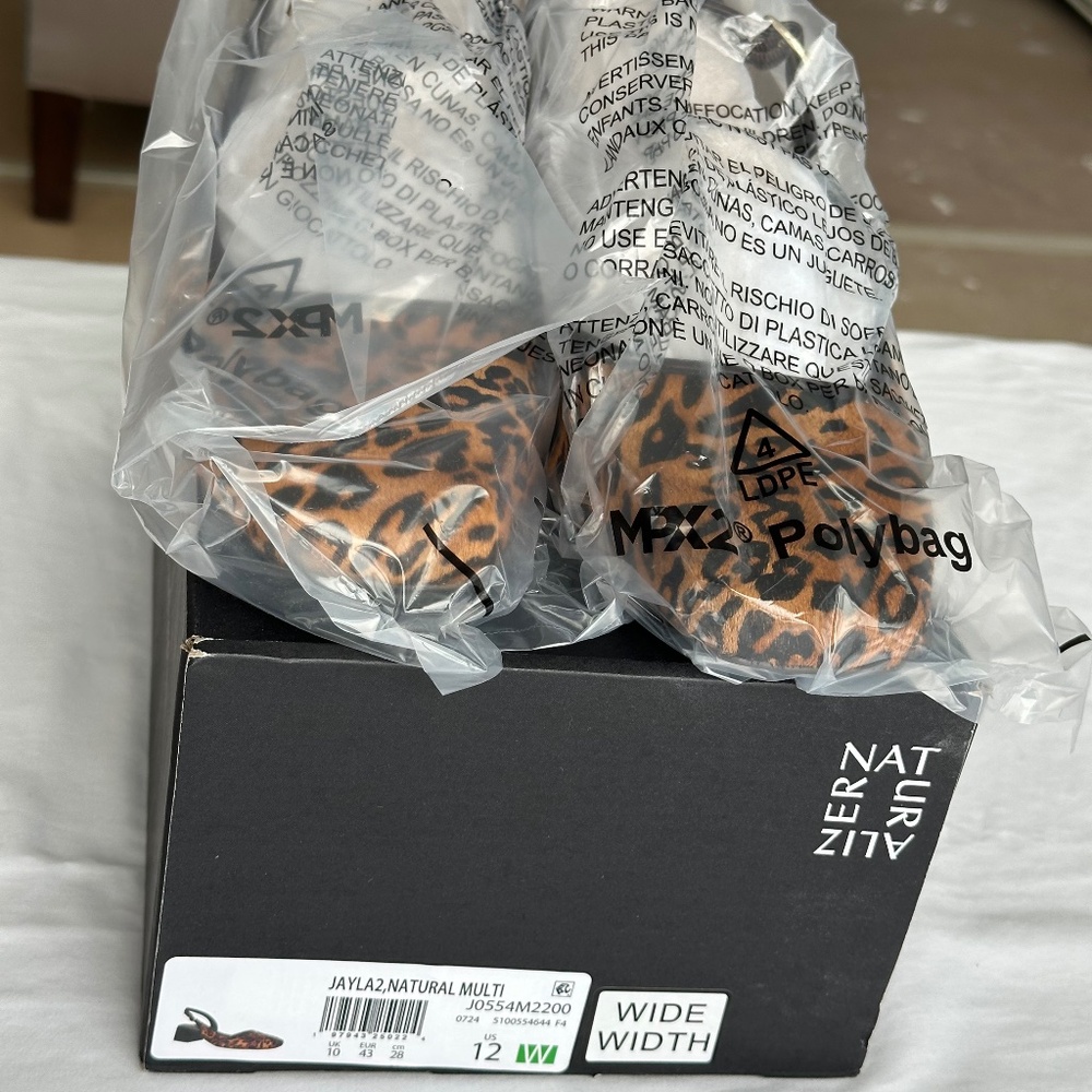 NWT! Naturalizer Jayla Slingback Animal Print Brown Slingback Block Heels-12W